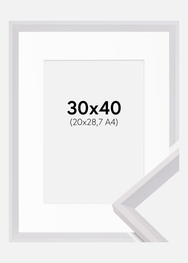 Ram med passepartou Frame Globe White 30x40 cm - Picture Mount White 21x29,7 cm (A4)