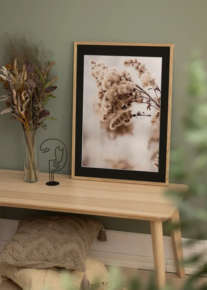 Ram med passepartou Frame Trendy Oak 40x60 cm - Picture Mount Black 32.9x48.3 cm