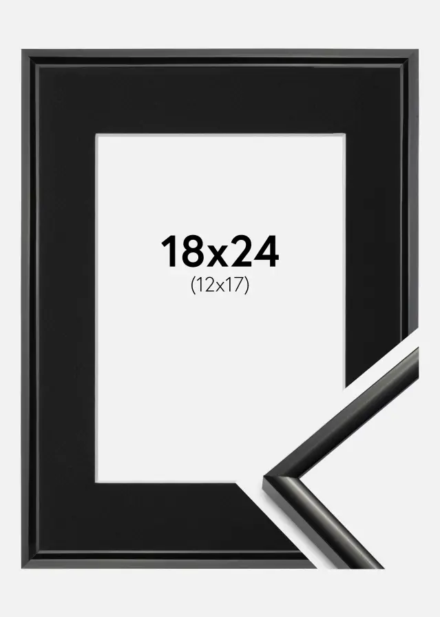 Ram med passepartou Frame New Lifestyle Black 18x24 cm - Picture Mount Black 13x18 cm