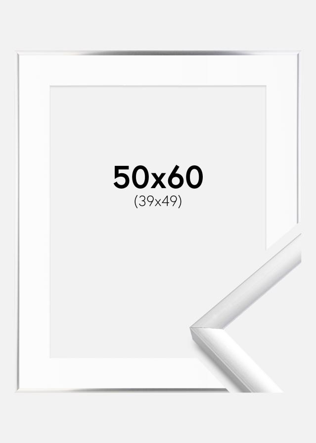 Ram med passepartou Frame New Lifestyle Silver 50x60 cm - Picture Mount White 40x50 cm