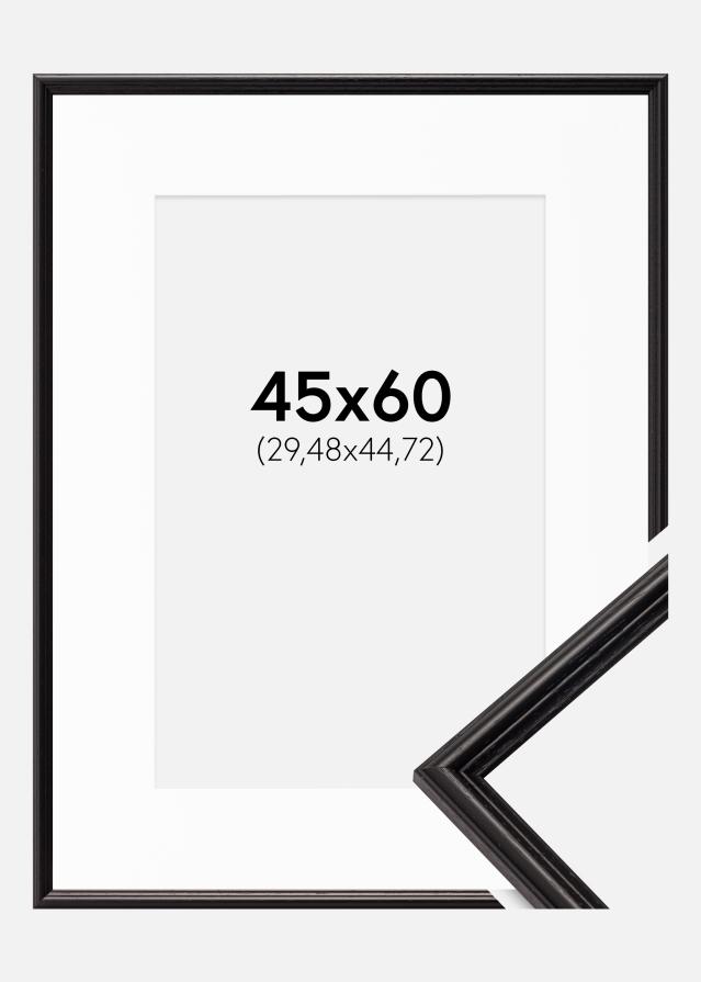 Ram med passepartou Frame Horndal Black 45x60 cm - Picture Mount White 12x18 inches