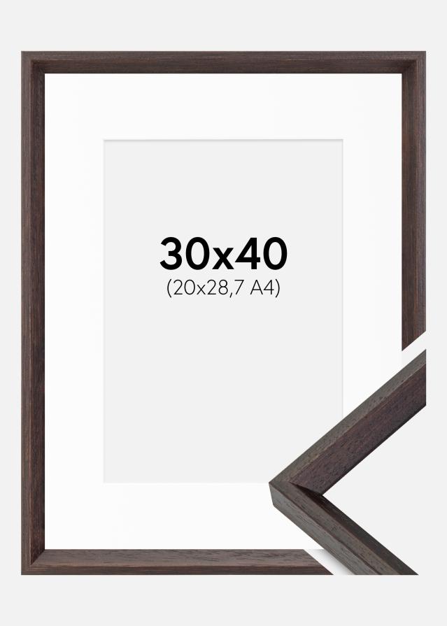 Ram med passepartou Frame Globe Espresso 30x40 cm - Picture Mount White 21x29,7 cm (A4)