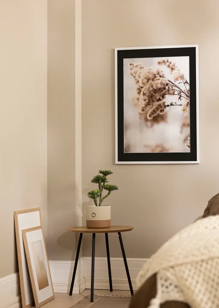 Ram med passepartou Frame Trendy White 50x70 cm - Picture Mount Black 42x59.4 cm (A2)