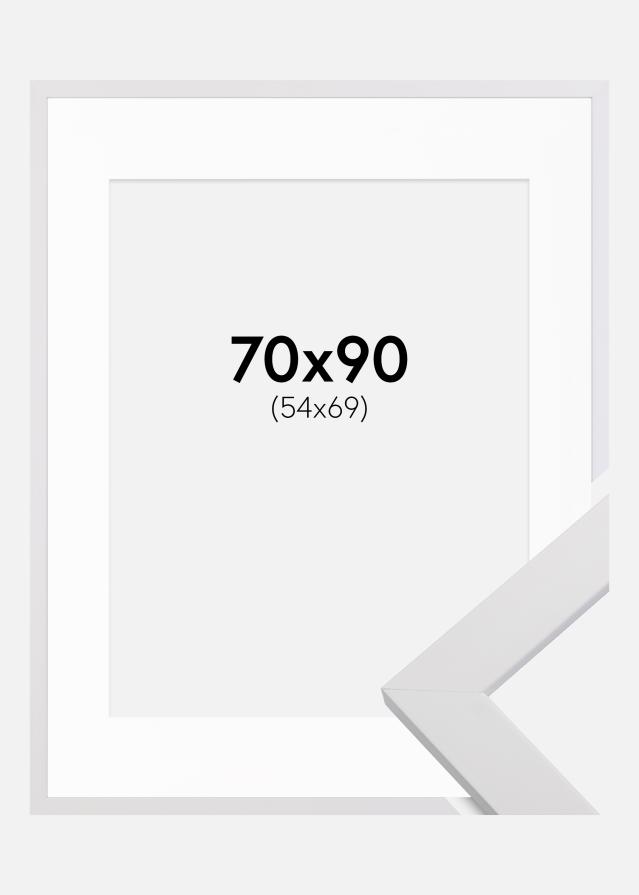 Ram med passepartou Frame White Wood 70x90 cm - Picture Mount White 55x70 cm