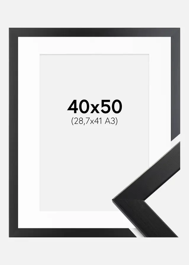 Ram med passepartou Frame Trendline Black 40x50 cm - Picture Mount White 29,7x42 cm (A3)