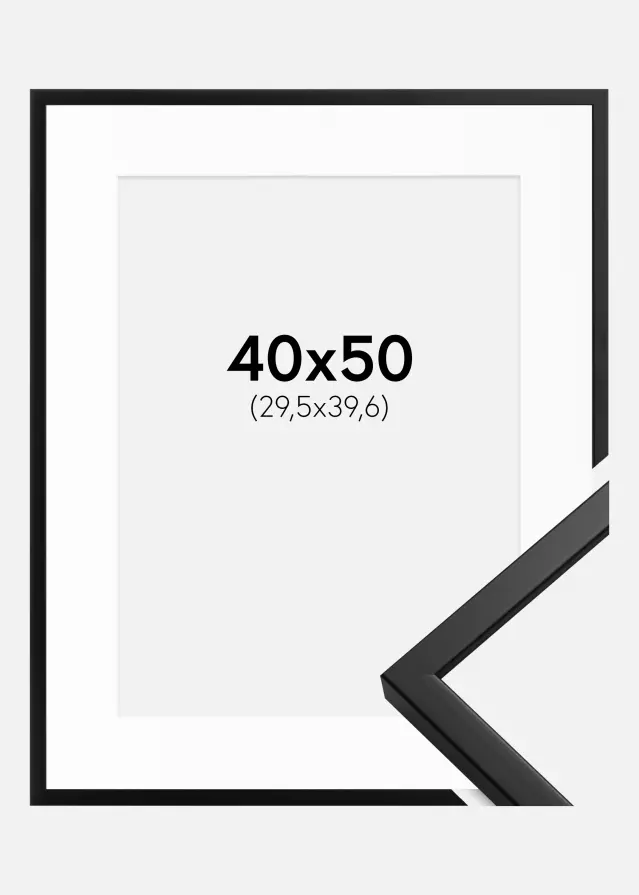 Ram med passepartou Frame Oslo Black 40x50 cm - Picture Mount White 12x16 inches