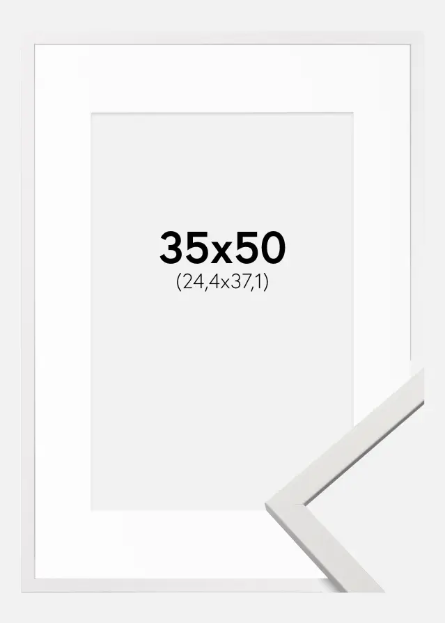 Ram med passepartou Frame Edsbyn White 35x50 cm - Picture Mount White 10x15 inches