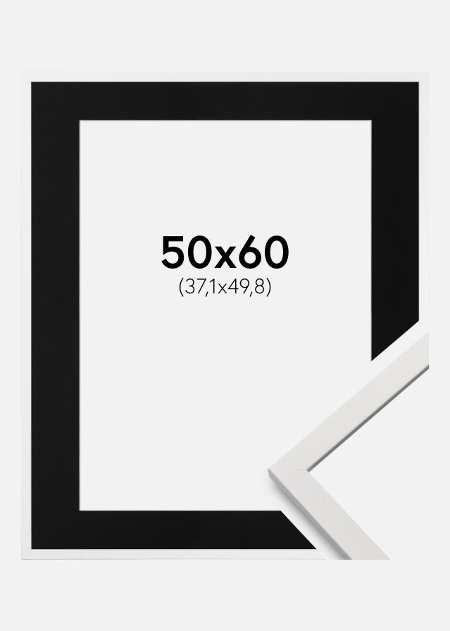 Ram med passepartou Frame Edsbyn White 50x60 cm - Picture Mount Black 15x20 inches (38.1x50.8 cm)
