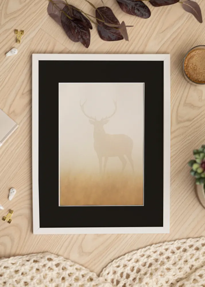 Ram med passepartou Frame Trendy White 50x70 cm - Picture Mount Black 42x59.4 cm (A2)