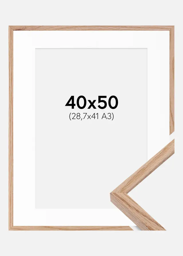 Ram med passepartou Frame E-Line Oak 40x50 cm - Picture Mount White 29,7x42 cm (A3)