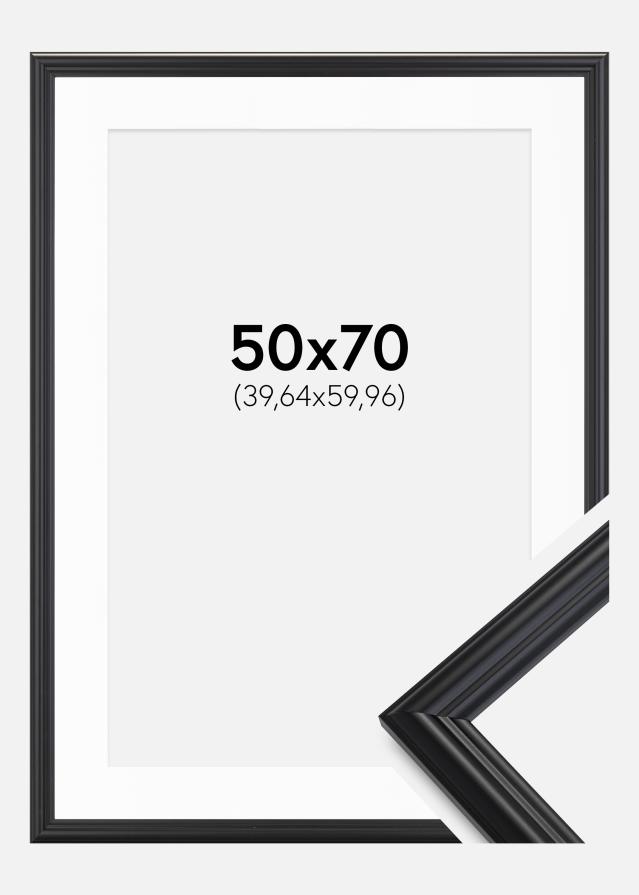 Ram med passepartou Frame Siljan Black 50x70 cm - Picture Mount White 16x24 inches