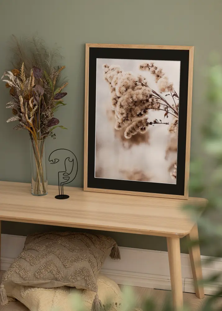 Ram med passepartou Frame Grimsåker Oak 30x60 cm - Picture Mount Black 22.7x50 cm