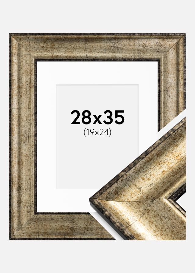 Ram med passepartou Frame Saltsjöbaden Antique Gold 28x35 cm - Picture Mount White 20x25 cm