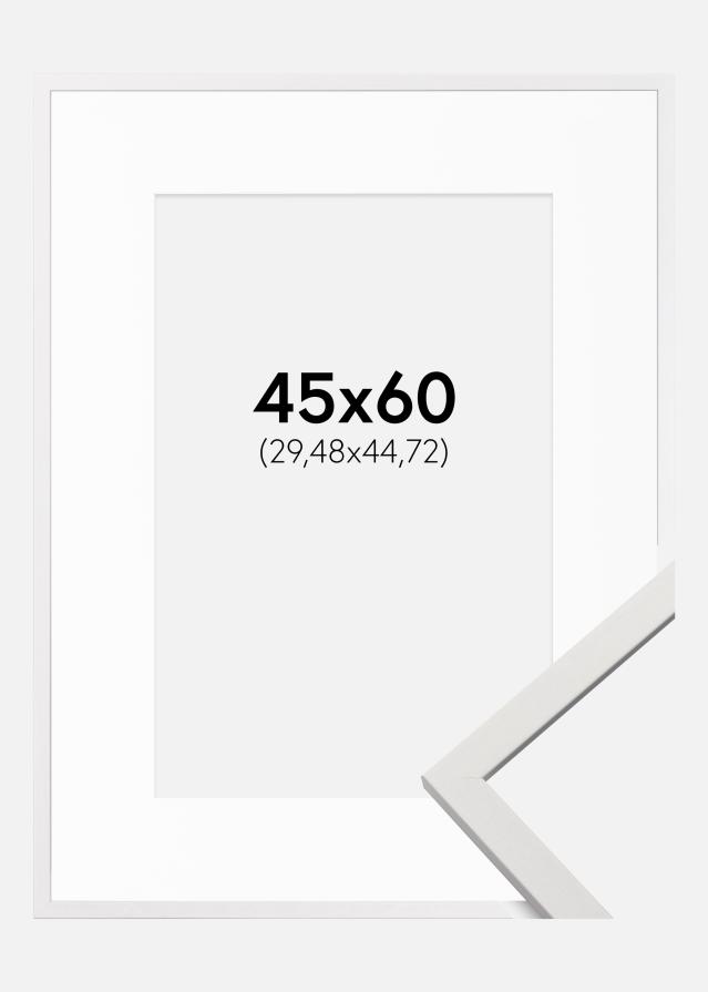 Ram med passepartou Frame Edsbyn White 45x60 cm - Picture Mount White 12x18 inches