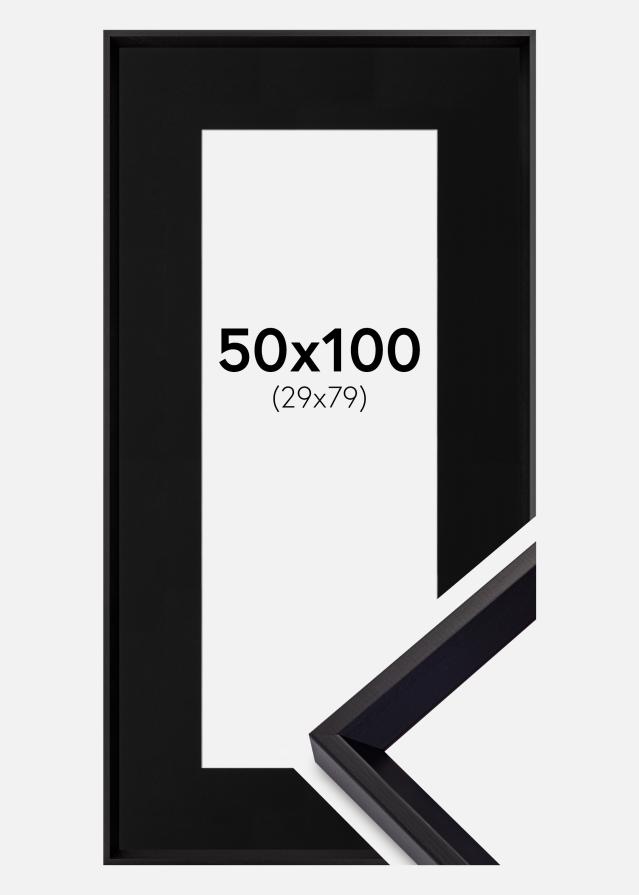 Ram med passepartou Frame Globe Black 50x100 cm - Picture Mount Black 30x80 cm