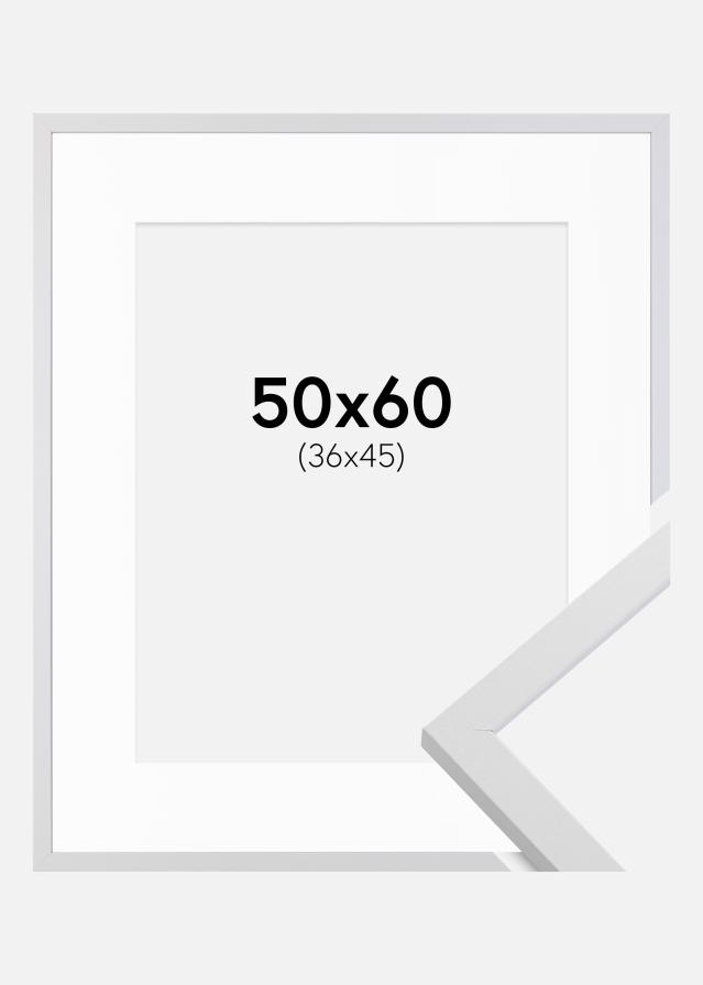 Ram med passepartou Frame Trendy White 50x60 cm - Picture Mount White 37x46 cm