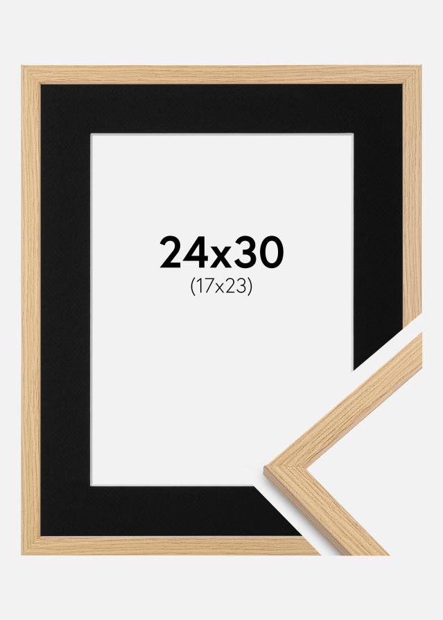 Ram med passepartou Frame Galant Oak 24x30 cm - Picture Mount Black 18x24 cm