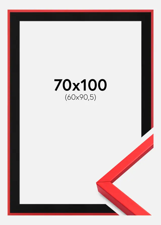 Ram med passepartou Frame E-Line Red 70x100 cm - Picture Mount Black 61x91.5 cm