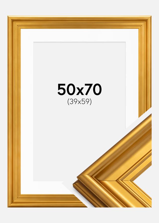 Ram med passepartou Frame Mora Premium Gold 50x70 cm - Picture Mount White 40x60 cm