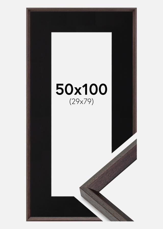 Ram med passepartou Frame Globe Espresso 50x100 cm - Picture Mount Black 30x80 cm