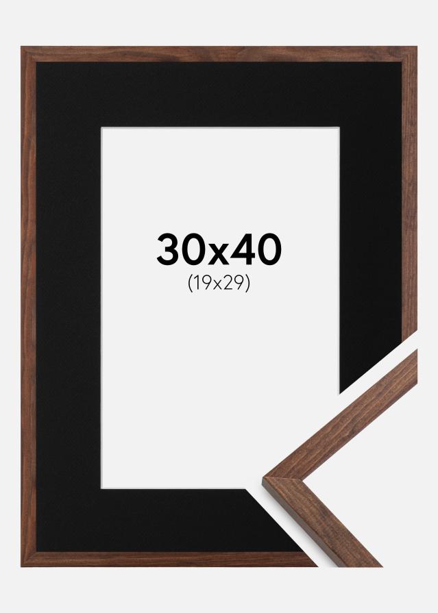 Ram med passepartou Frame Galant Walnut 30x40 cm - Picture Mount Black 20x30 cm