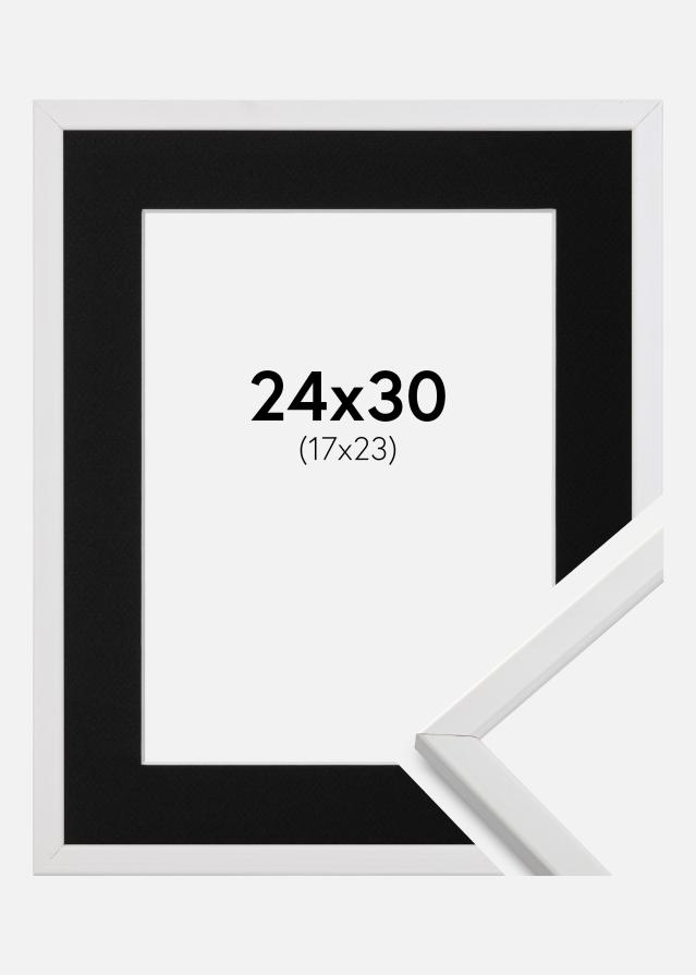 Ram med passepartou Frame Galant White 24x30 cm - Picture Mount Black 18x24 cm