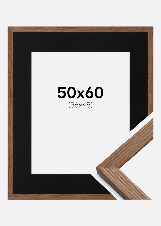Ram med passepartou Frame Fiorito Dark Oak 50x60 cm - Picture Mount Black 37x46 cm
