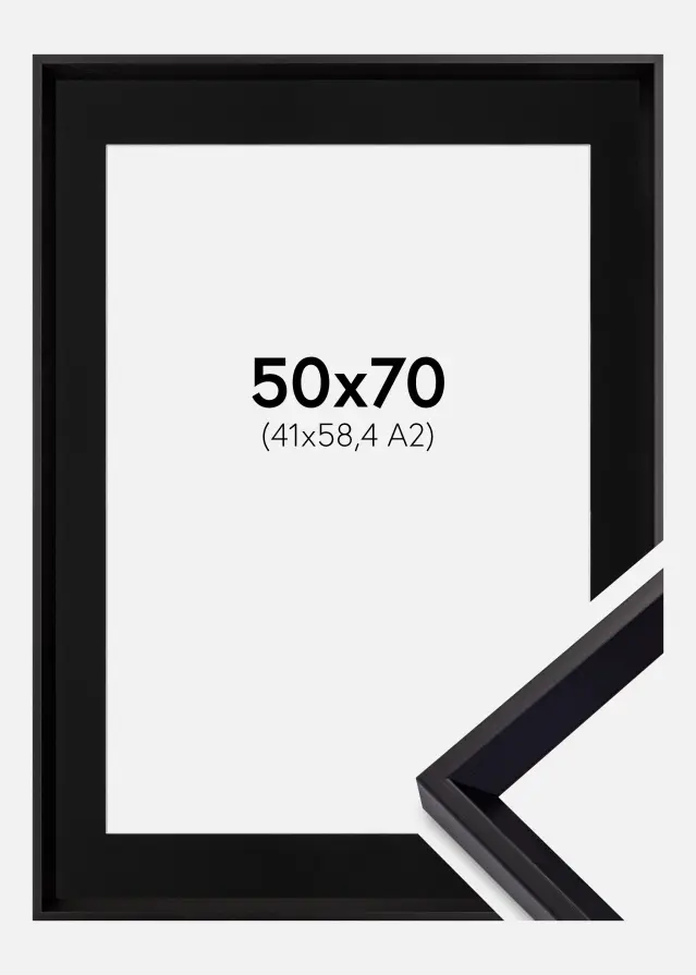 Ram med passepartou Frame Globe Black 50x70 cm - Picture Mount Black 42x59.4 cm