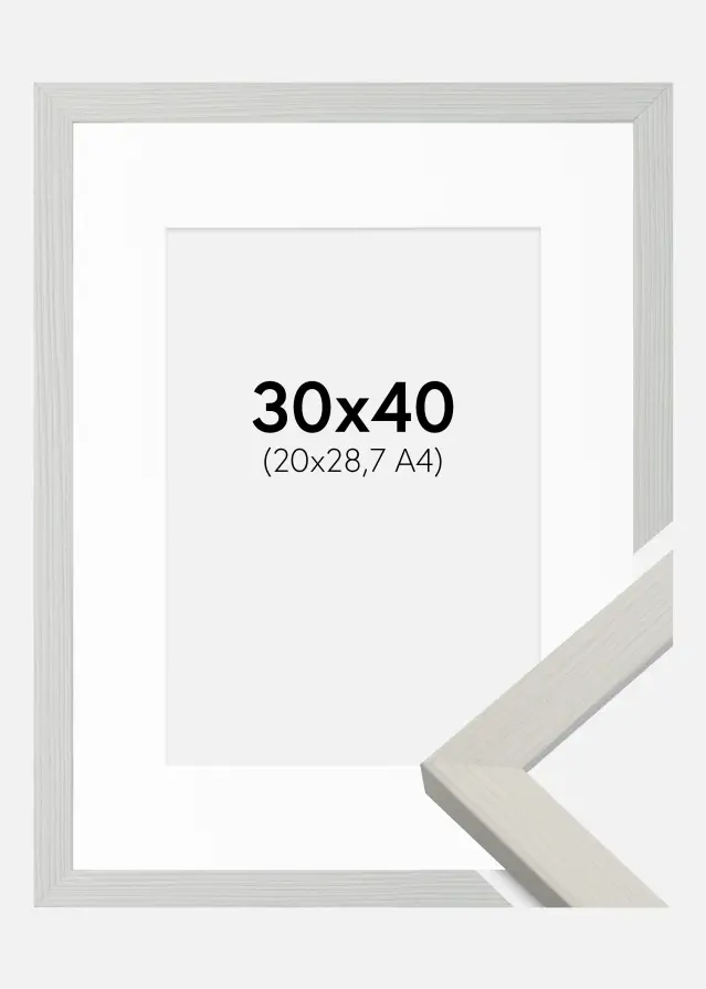 Ram med passepartou Frame Fiorito White 30x40 cm - Picture Mount White 21x29,7 cm (A4)