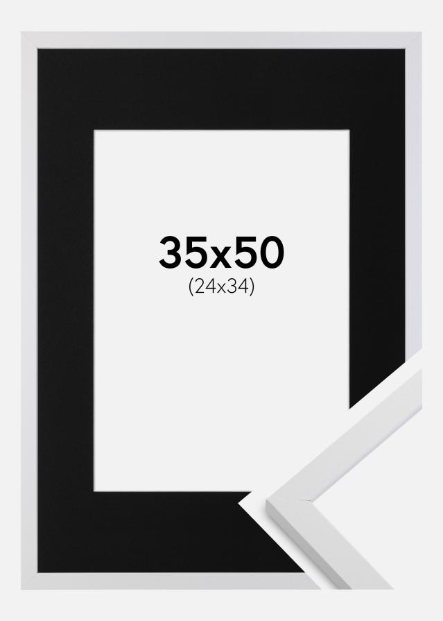 Ram med passepartou Frame Trendy White 35x50 cm - Picture Mount Black 25x35 cm