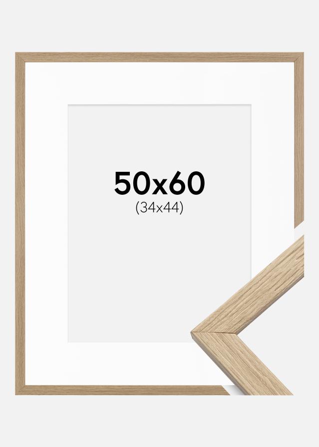 Ram med passepartou Frame Stilren Acrylic Glass Oak 50x60 cm - Picture Mount White 35x45 cm