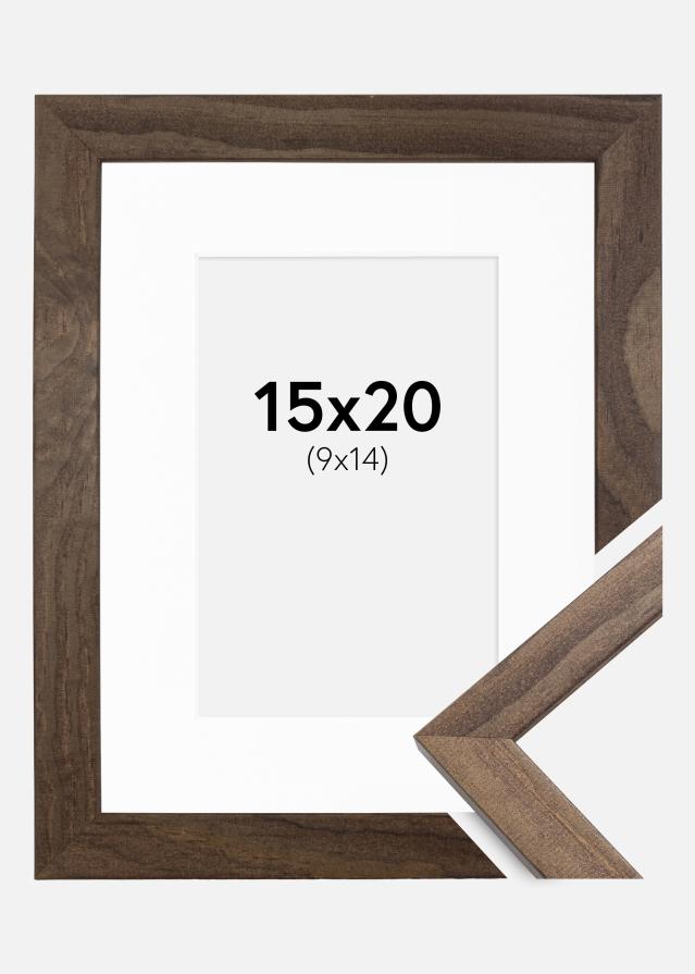 Ram med passepartou Frame Stilren Walnut 15x20 cm - Picture Mount White 10x15 cm