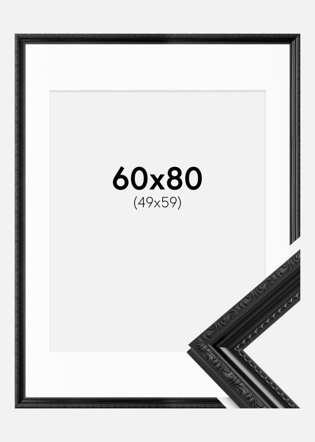 Ram med passepartou Frame Abisko Black 60x80 cm - Picture Mount White 50x60 cm
