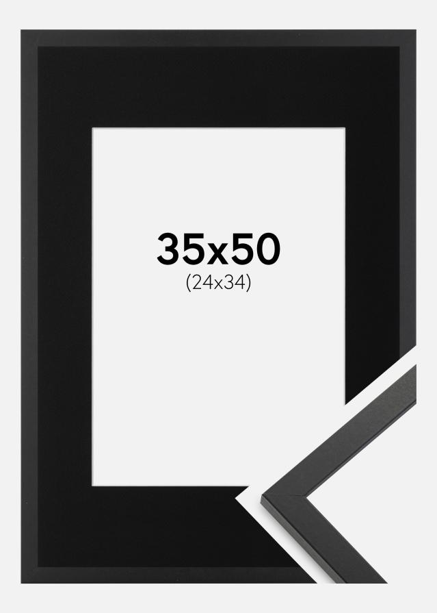 Ram med passepartou Frame Trendy Black 35x50 cm - Picture Mount Black 25x35 cm
