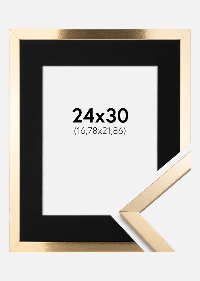 Ram med passepartou Frame Trendy Gold 24x30 cm - Picture Mount Black 7x9 inches