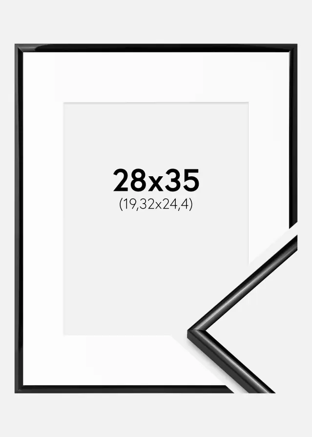 Ram med passepartou Frame Scandi Black 28x35 cm - Picture Mount White 8x10 inches