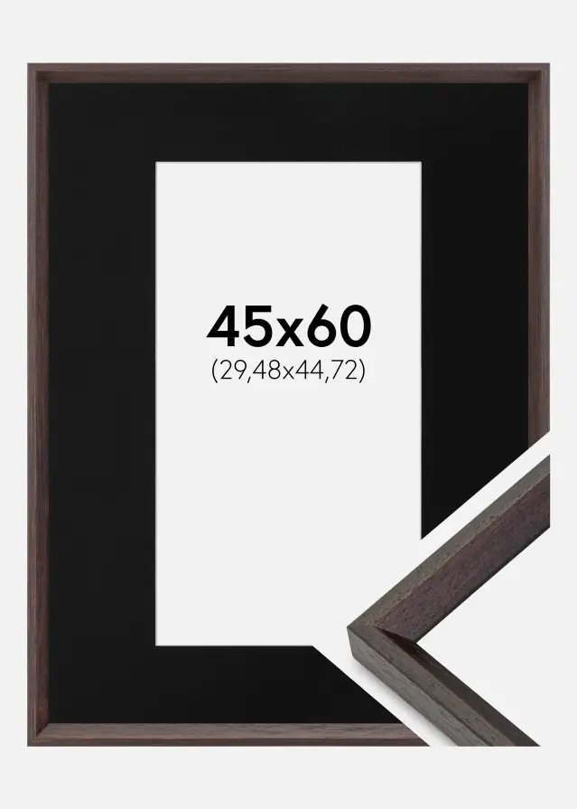 Ram med passepartou Frame Globe Espresso 45x60 cm - Picture Mount Black 12x18 inches