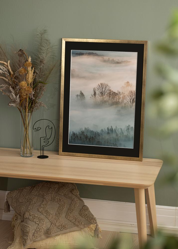 Ram med passepartou Frame Stilren Gold 50x60 cm - Picture Mount Black 35x45 cm