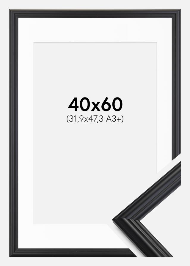 Ram med passepartou Frame Siljan Black 40x60 cm - Picture Mount White 32.9x48.3 cm (A3+)