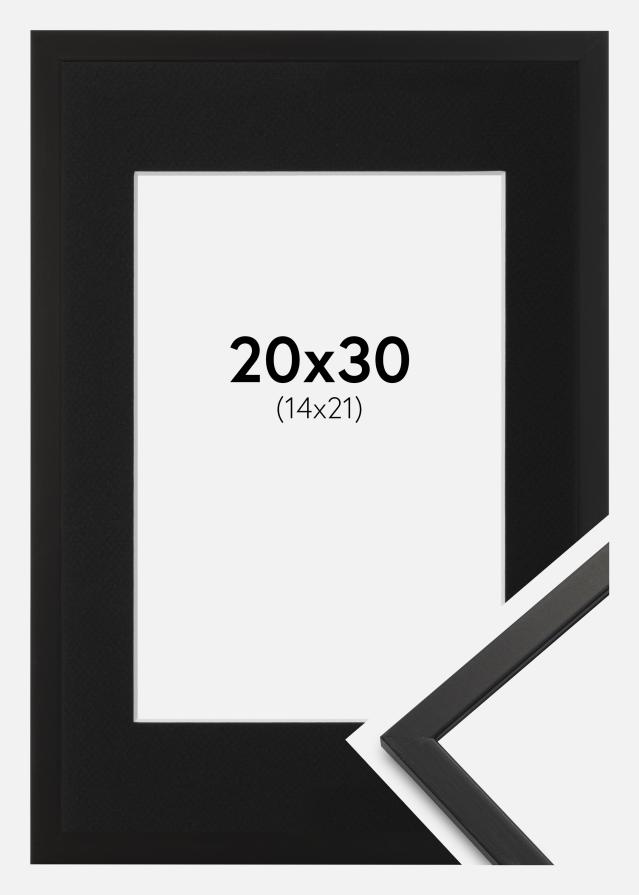 Ram med passepartou Frame Edsbyn Black 20x30 cm - Picture Mount Black 15x22 cm