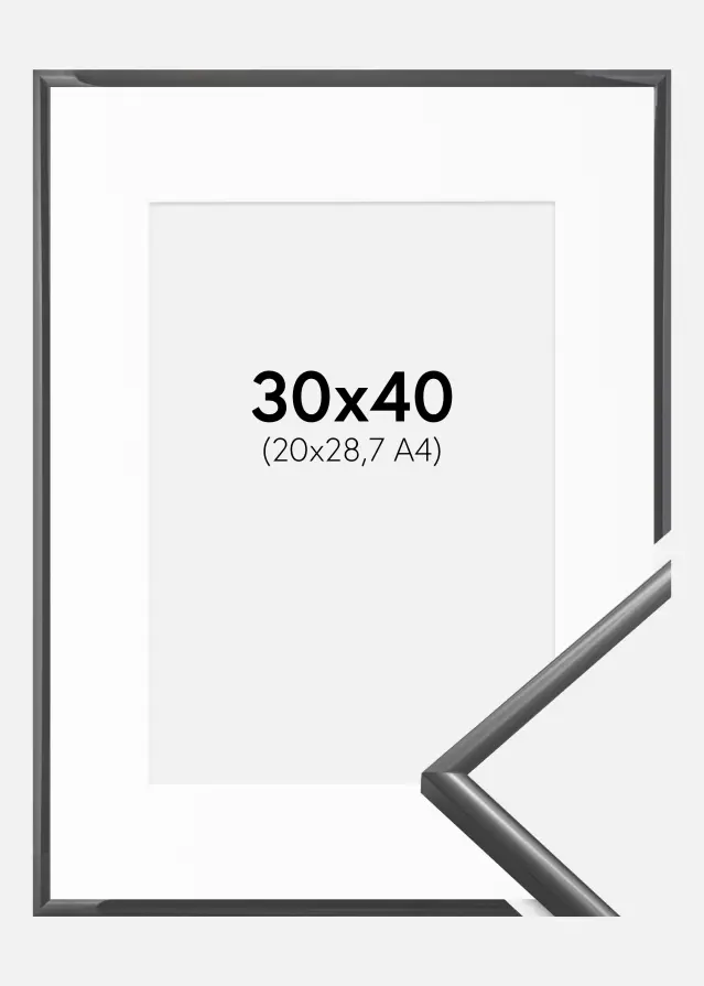 Ram med passepartou Frame New Lifestyle Dark Grey 30x40 cm - Picture Mount White 21x29.7 cm