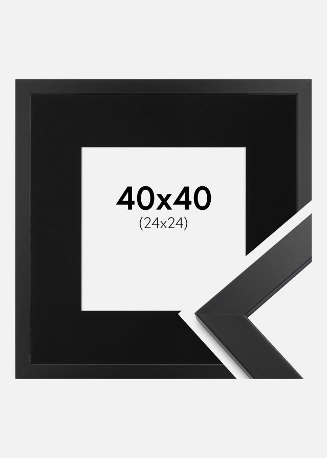 Ram med passepartou Frame Black Wood 40x40 cm - Picture Mount Black 25x25 cm