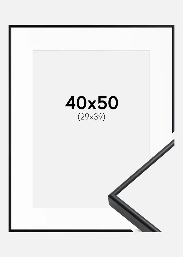 Ram med passepartou Frame Visby Black 40x50 cm - Picture Mount White 30x40 cm