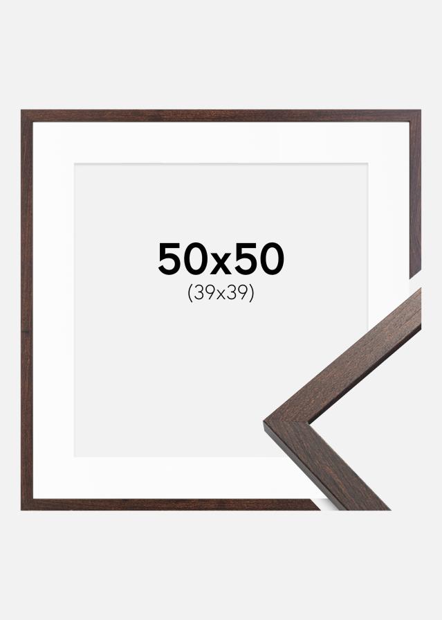 Ram med passepartou Frame Trendy Walnut 50x50 cm - Picture Mount White 40x40 cm