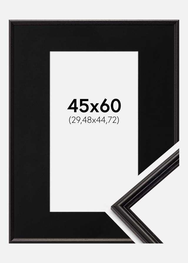 Ram med passepartou Frame Horndal Black 45x60 cm - Picture Mount Black 12x18 inches