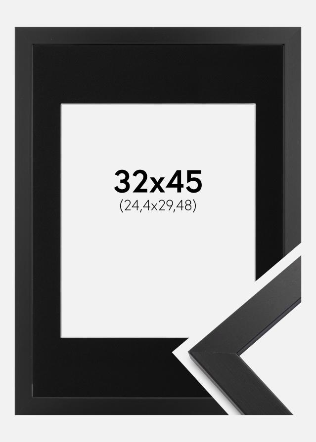Ram med passepartou Frame Black Wood 32x45 cm - Picture Mount Black 10x12 inches