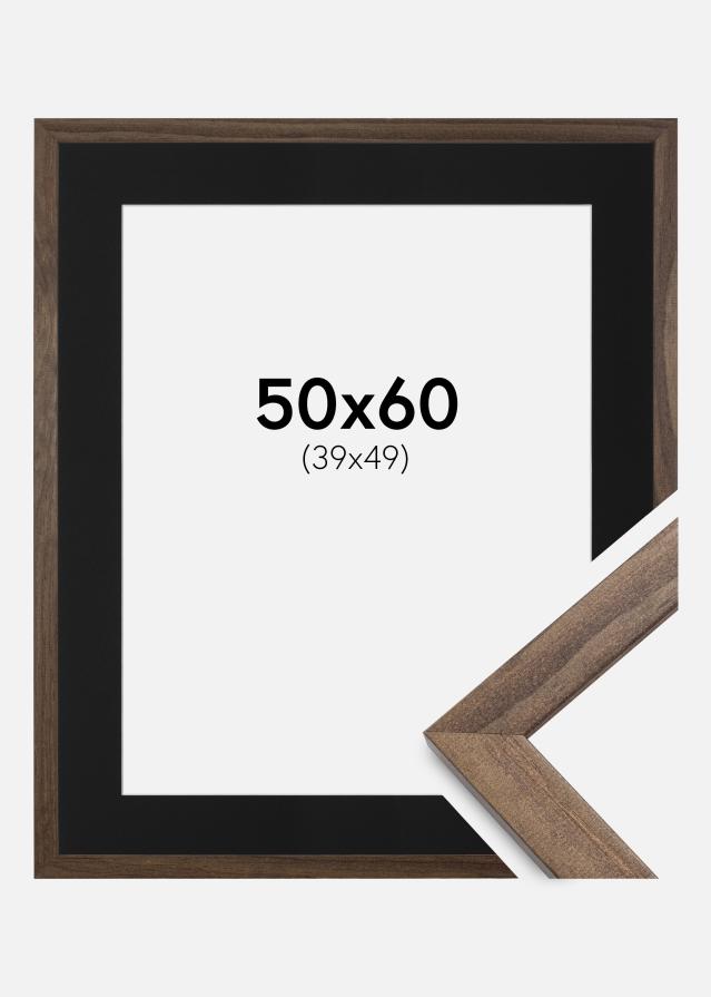 Ram med passepartou Frame Stilren Walnut 50x60 cm - Picture Mount Black 40x50 cm