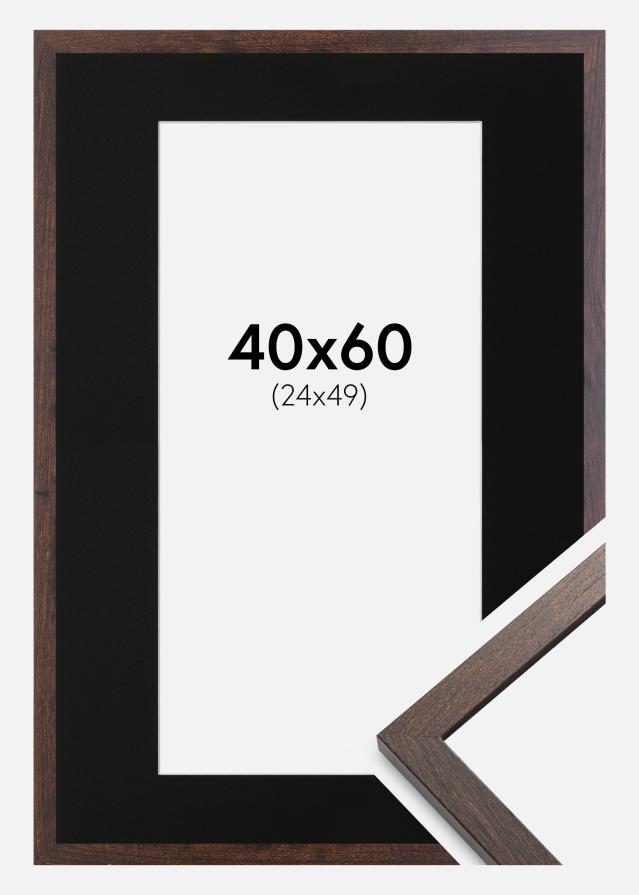 Ram med passepartou Frame Trendy Walnut 40x60 cm - Picture Mount Black 25x50 cm