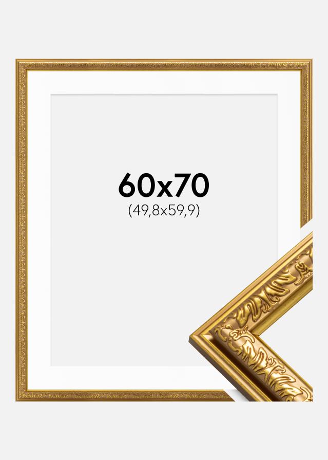 Ram med passepartou Frame Nostalgia Gold 60x70 cm - Picture Mount White 20x24 inches