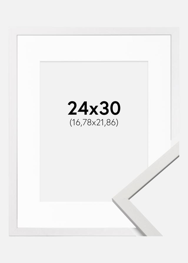 Ram med passepartou Frame Edsbyn White 24x30 cm - Picture Mount White 7x9 inches